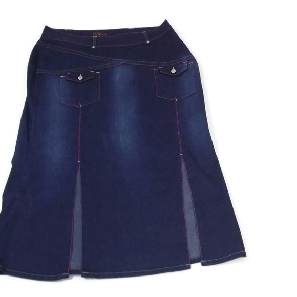 VEZUCCI Womens Unique STYLISH Jean Skirt Size 20 - Picture 6 of 8